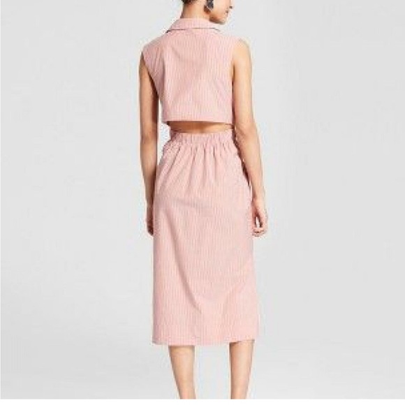 Button down striped midi dress with cutout in the back - Picture 2 of 11